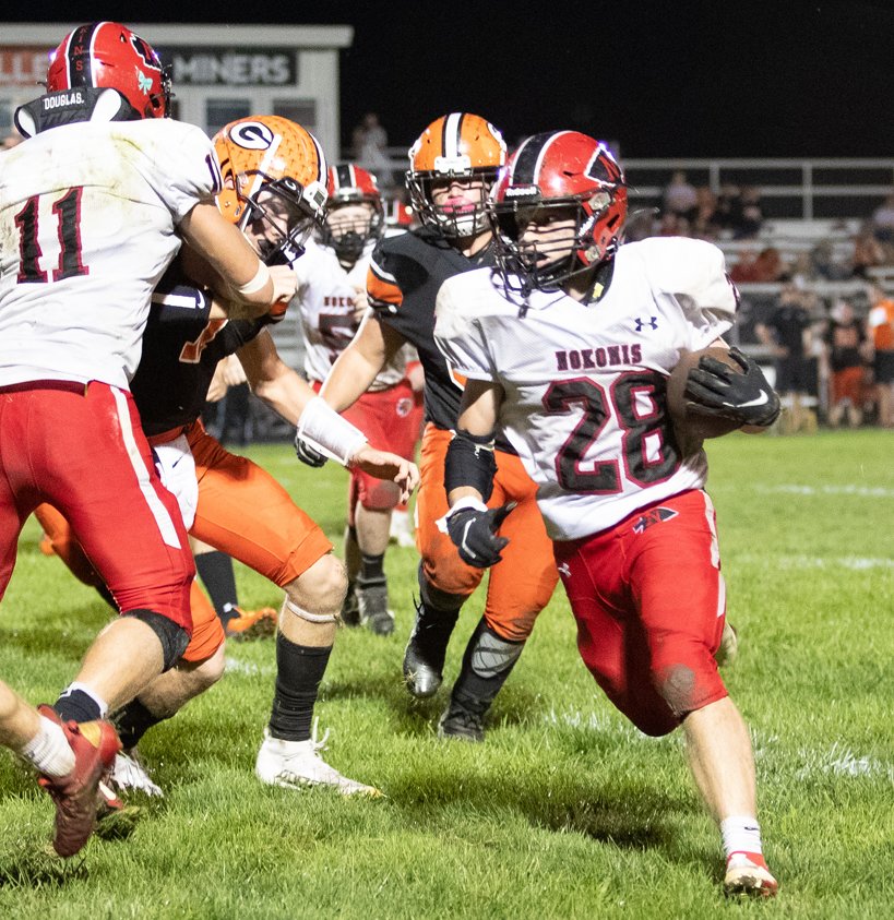 Nokomis senior Jake Watson (#28) was an integral part of the Redskins success this season, rushing for more than 800 yards to help Nokomis go 7-3 on the year with their second straight trip to the playoffs. Watson’s individual excellence was recognized recently by the Illinois High School Football Coaches Association with a spot on the 16-player Class 1A all-state honorable mention list.